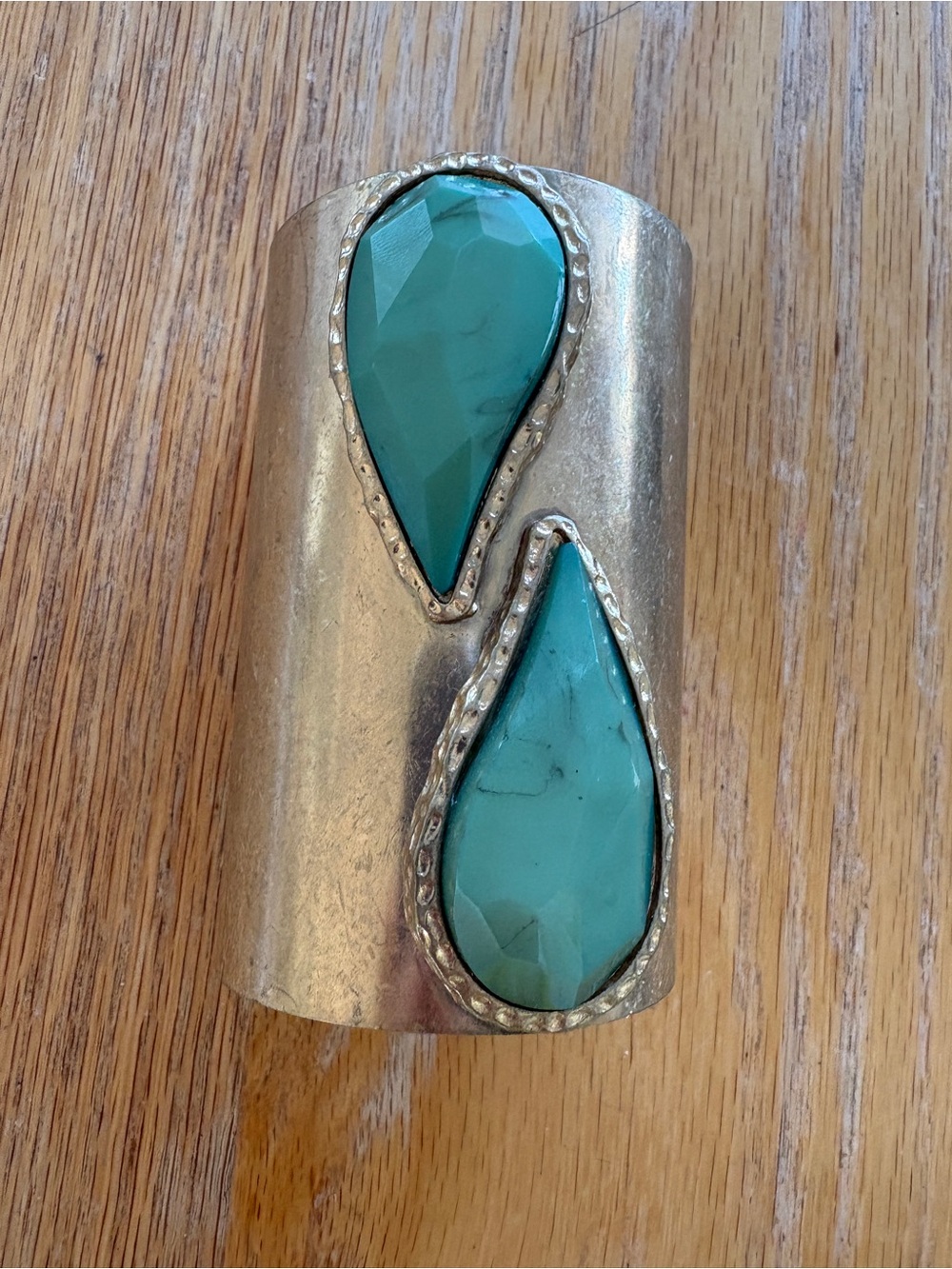 Turquoise Teardrop Brass Cuff Bracelet